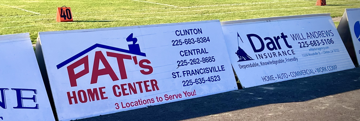 Image of sponsor signage on football field